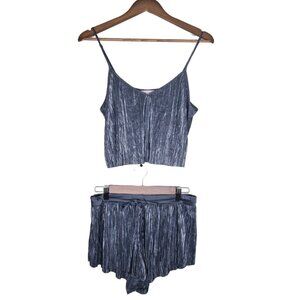 Victoria's Secret Gun Metal Shine Pleat Cami and Short Pajama Set